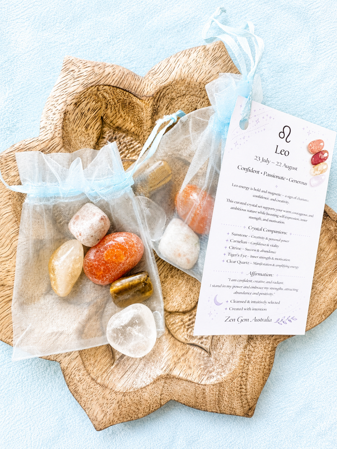 Leo Zodiac Crystal Kit ~ Astrology Gift Set ~ Horoscope Healing Crystals
