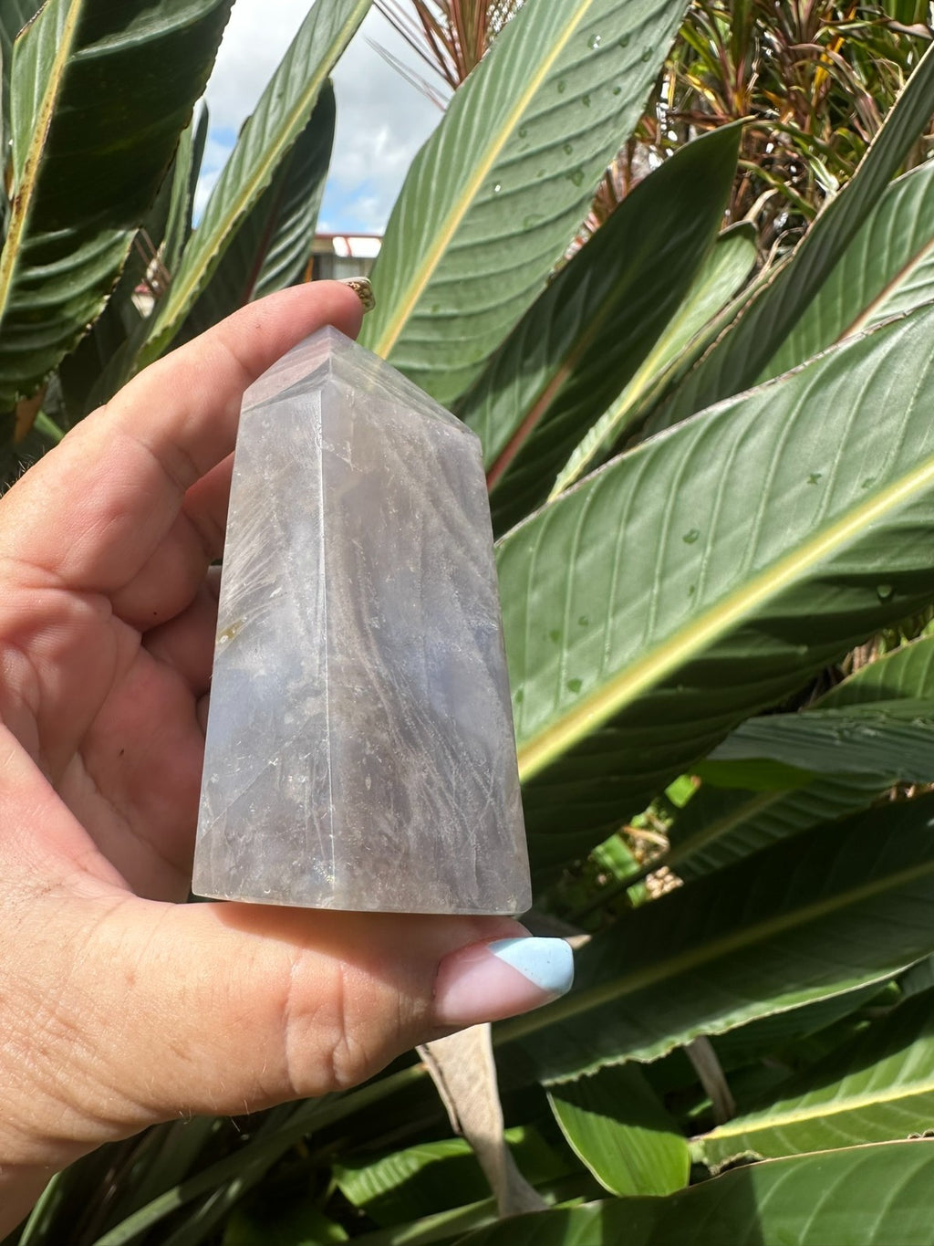 Blue Rose Quartz Tower Generator Crystal Point Healing Stone Natural Polished ~B