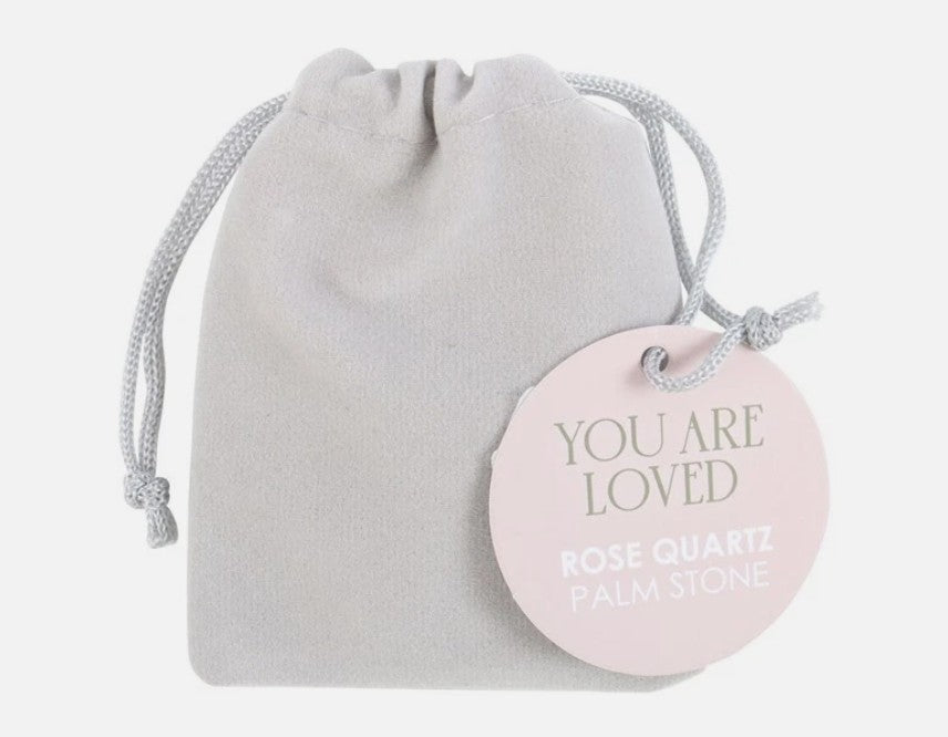 You Are Loved ~ Rose Quartz Crystal ~ Palm Stone Gift Set ~ Heart Chakra