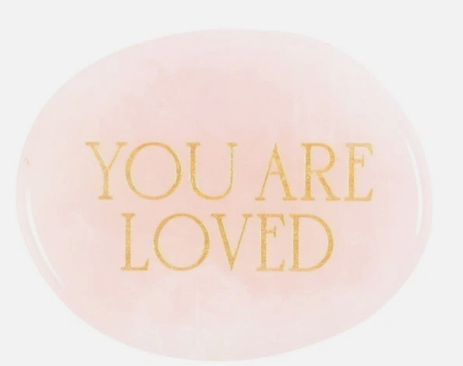 You Are Loved ~ Rose Quartz Crystal ~ Palm Stone Gift Set ~ Heart Chakra