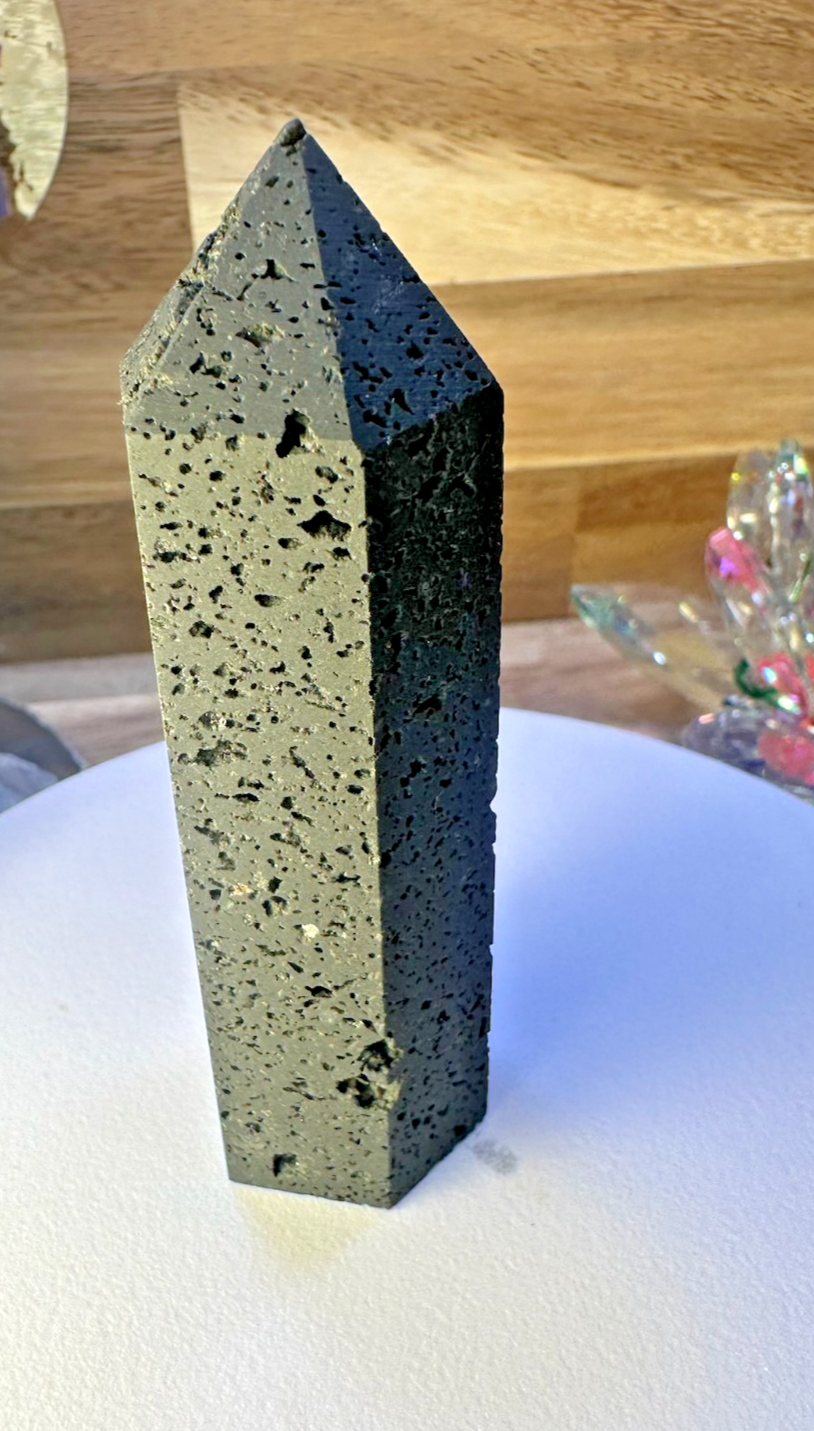 Black Lava Stone Tower – 90mm Volcanic Obelisk ~ Diffuser ~ Reiki ~ Meditation
