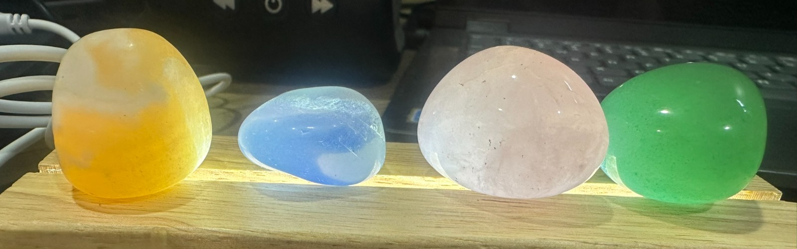 LED Lamp Holder ~ Rectangular Wooden USB Base ~ Great for Showcasing Crystals