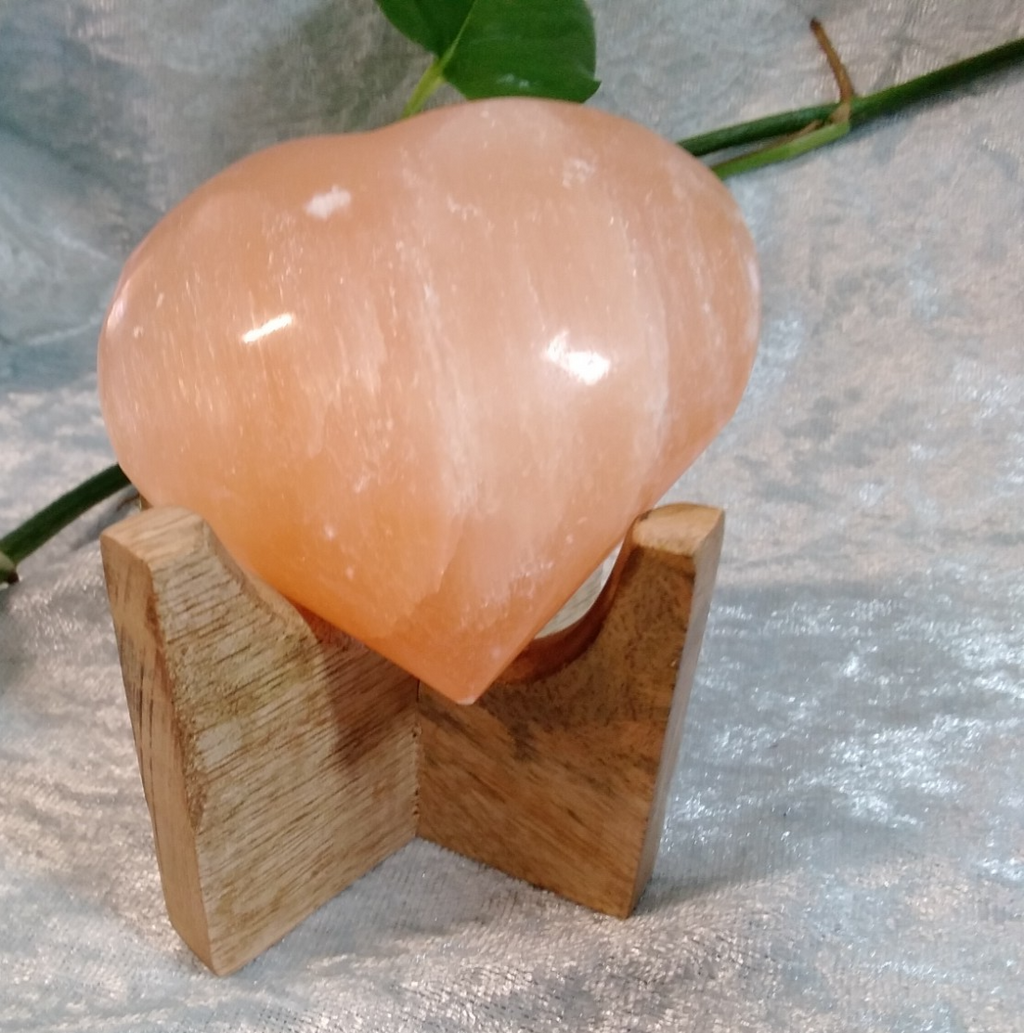 Wooden Heart Display Stand Med Crystal Heart Holder Display • Support • Honour
