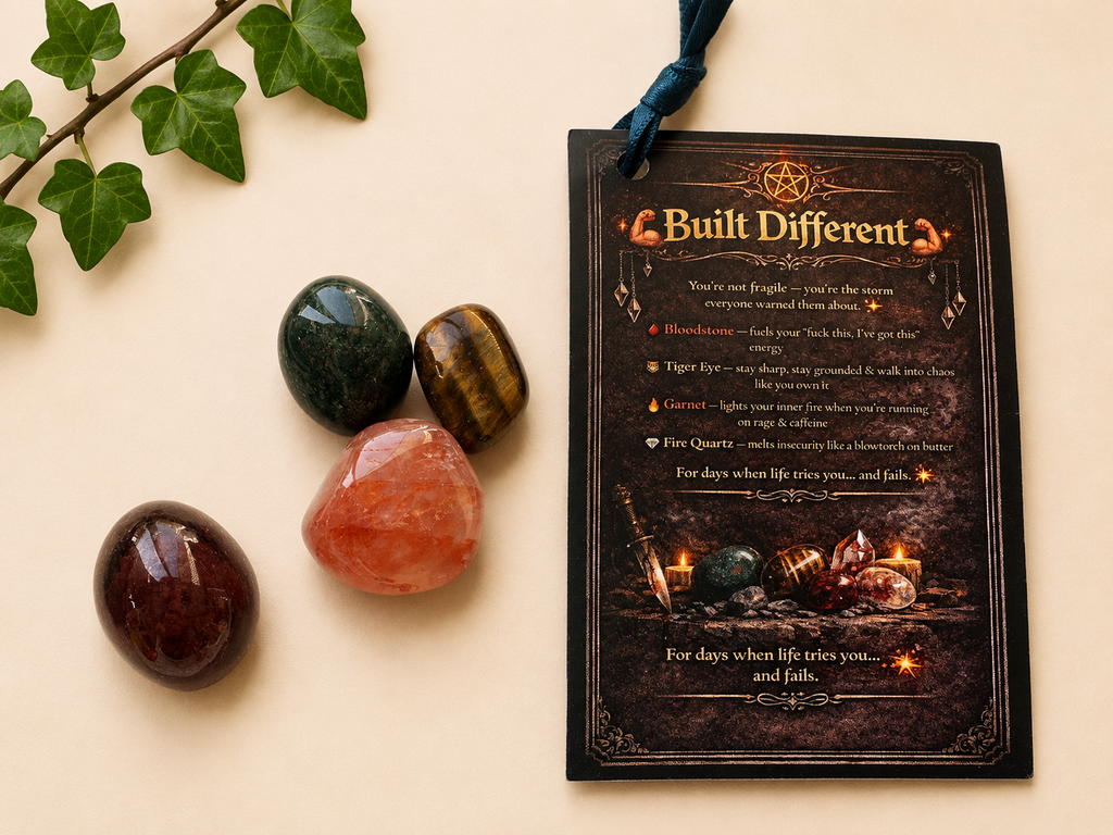 Built Different Crystal Kit ~ Bloodstone Tiger Eye Garnet Fire Quartz ~ Gift Set