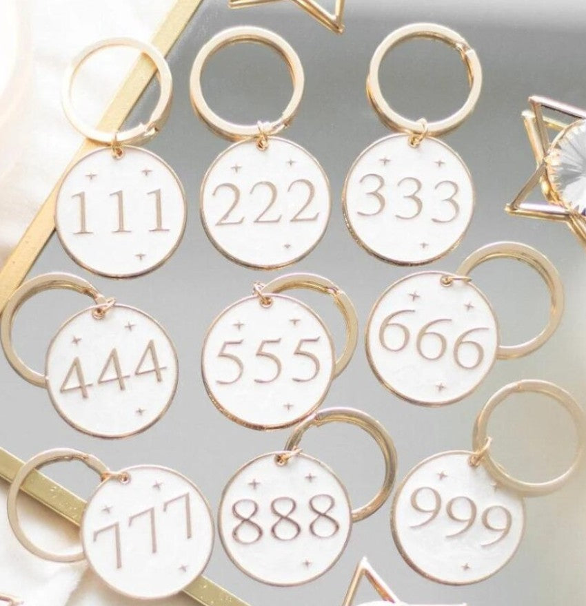 Angel Number Keyrings ~ Metal Charm Key Rings ~ Numerology Protection