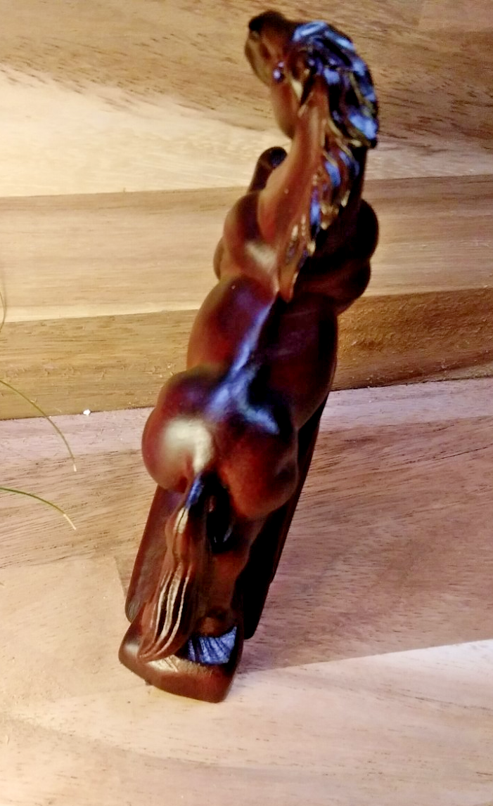 2026 Year of the Horse ~ Hand-Carved Wooden Horse Statue – Rearing Stallion