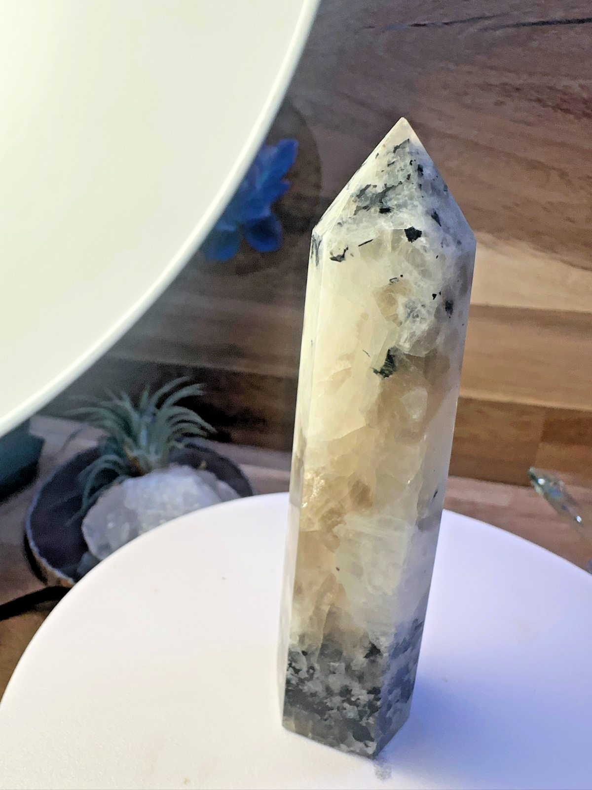 Rainbow Moonstone Tower – Polished Obelisk Intuition • Divine Feminine 10mm