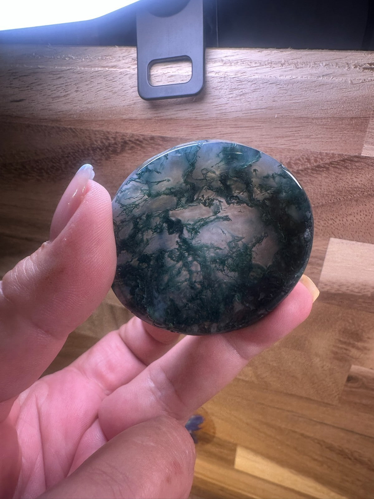 Moss Agate Bowl – 2 Inch Crystal Dish ~ Abundance • Growth • Grounding • (B)