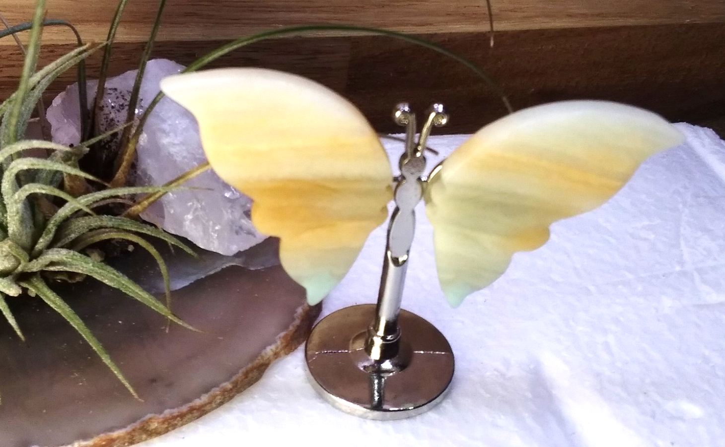 Yellow Calcite Butterfly – Crystal Wing Display on Stand Strength • Confidence B