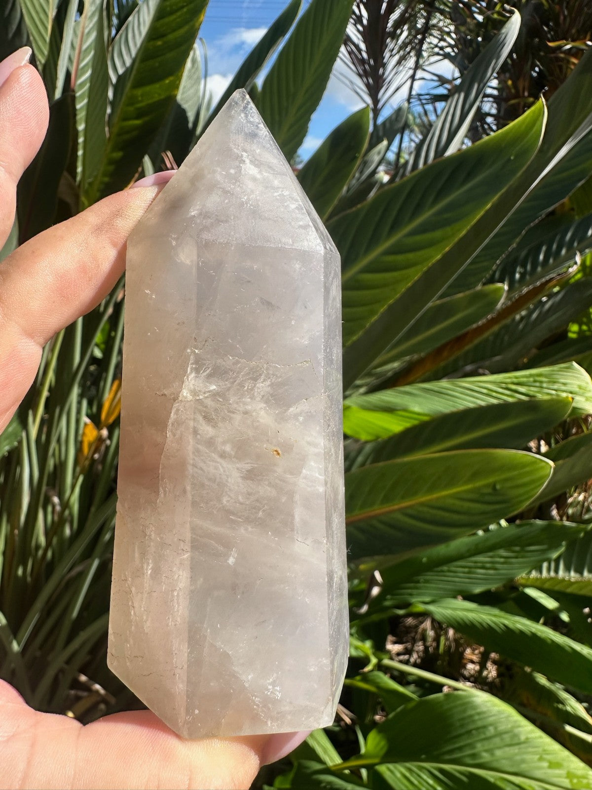 Blue Rose Quartz Tower Generator Crystal Point Healing Stone Natural Polished ~E