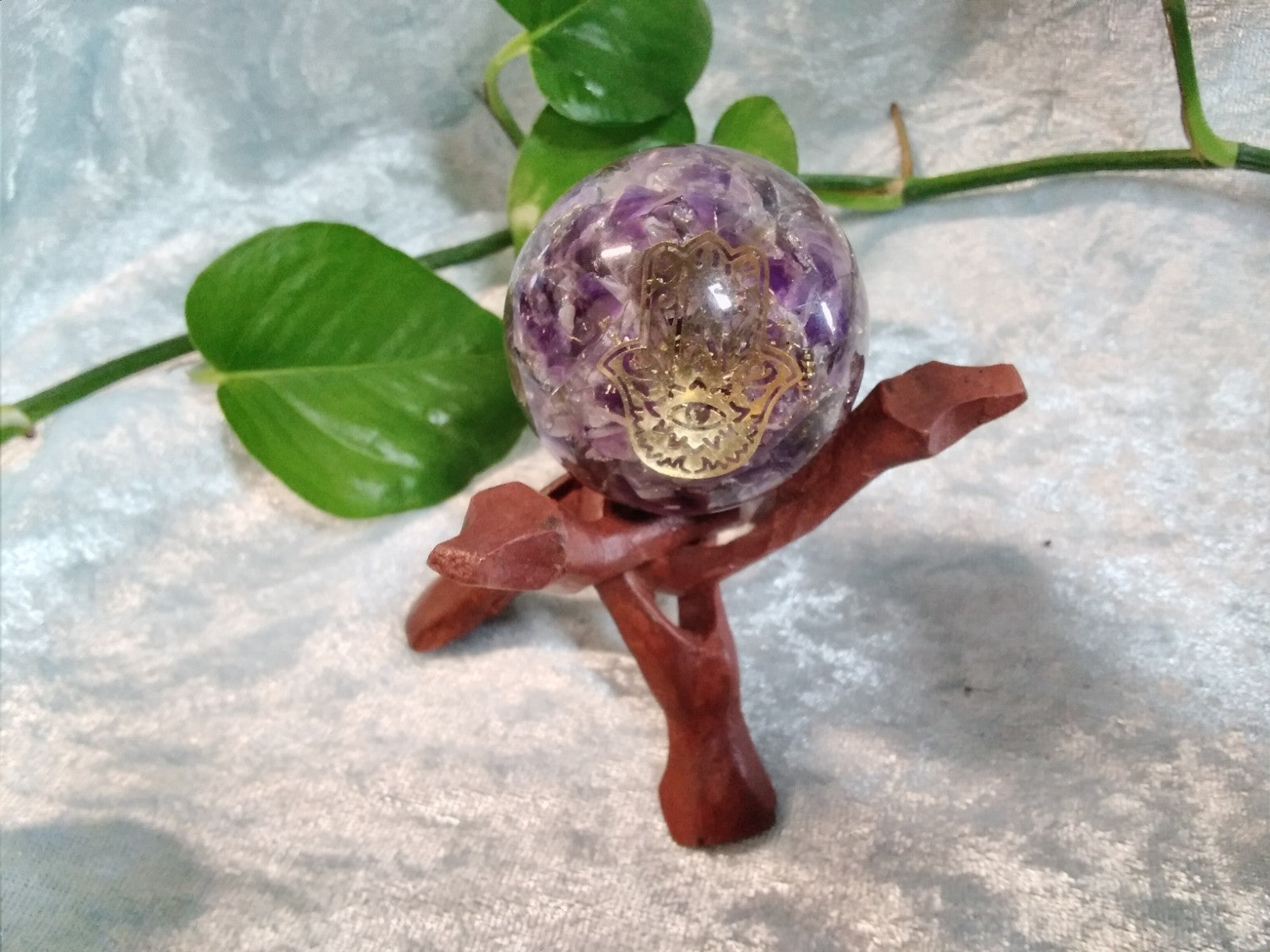 Natural Wood Cobra Folding Tripod Stand ~ Display XL 20cm~ Crystal, Geode, Shell