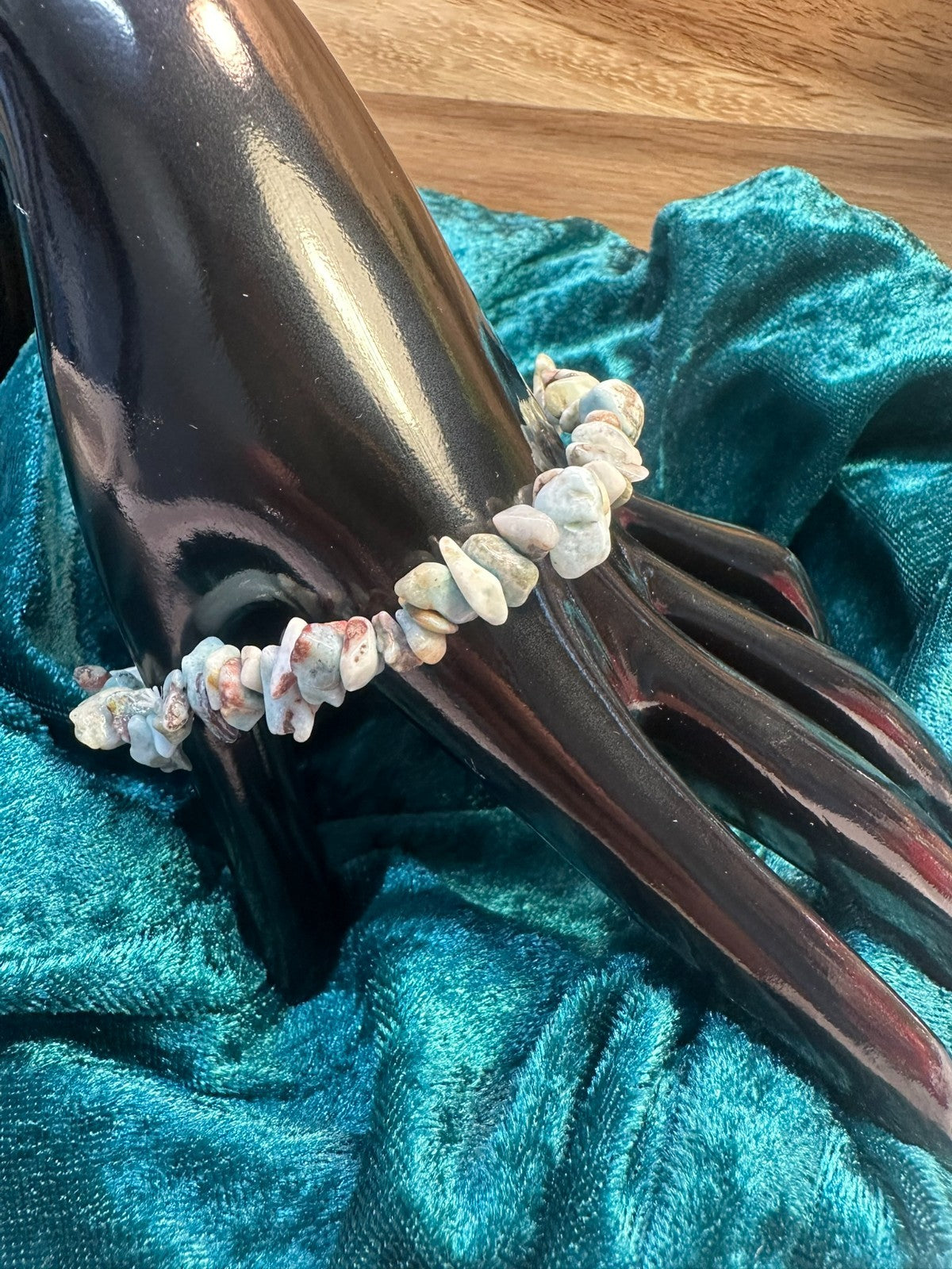 Larimer Crystal Chip Bracelet – Elastic ~ Calm • Serenity • Ocean Energy