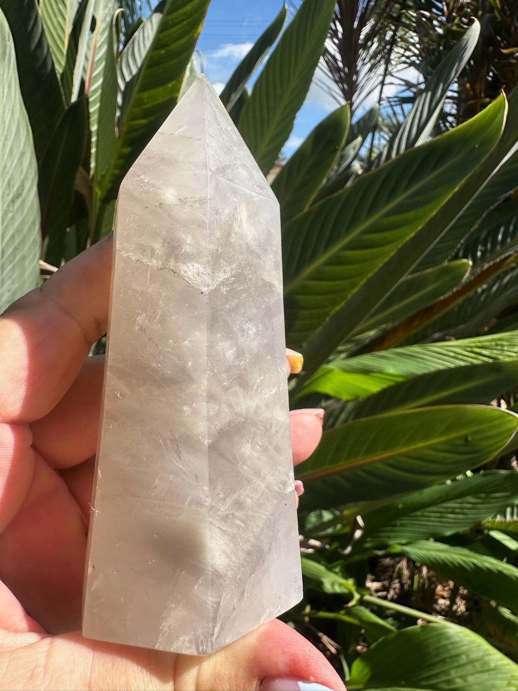 Blue Rose Quartz Tower Generator Crystal Point Healing Stone Natural Polished ~E