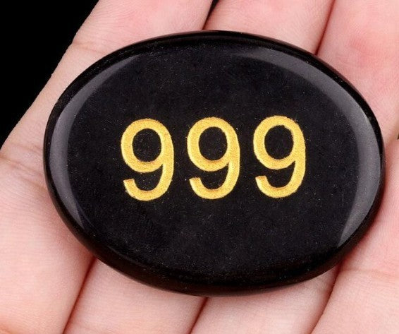 Engraved Angel Numbers Palm Stones ~ Spiritual Guidance Gift for Anxiety Relief
