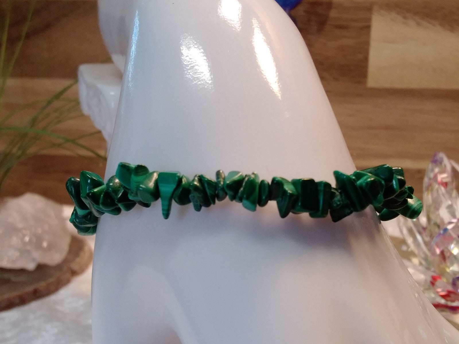 Natural Malachite Crystal Chip Bracelet – Elastic ~ Transformation • Protection
