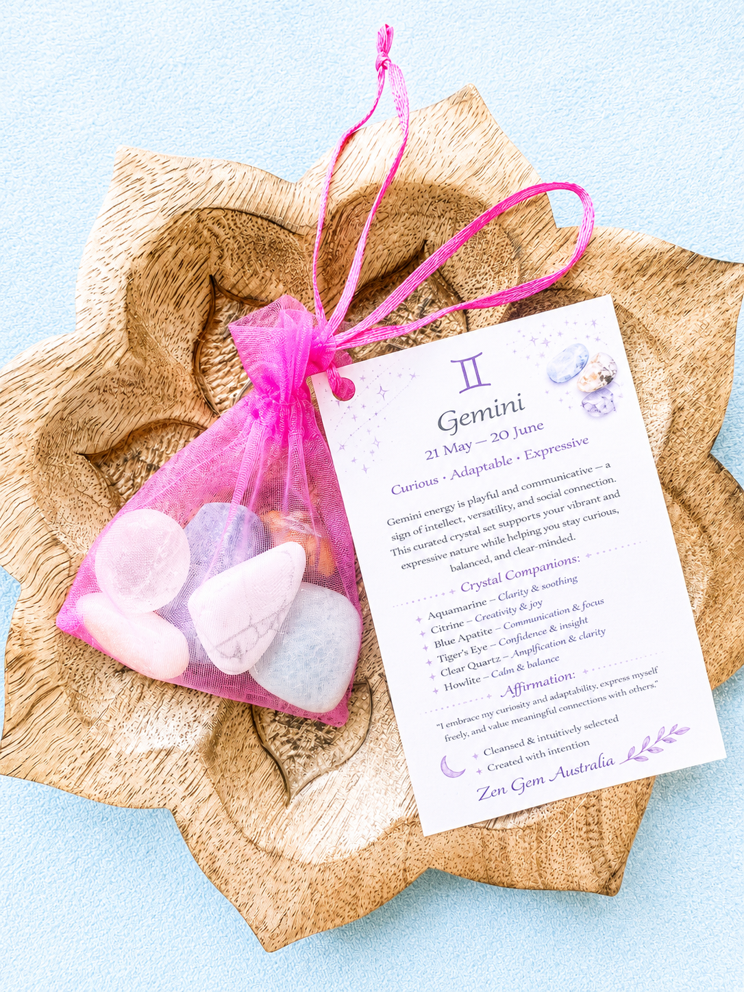 Gemini Zodiac Crystal Kit ~ Astrology Gift Set ~ Horoscope Healing Crystals