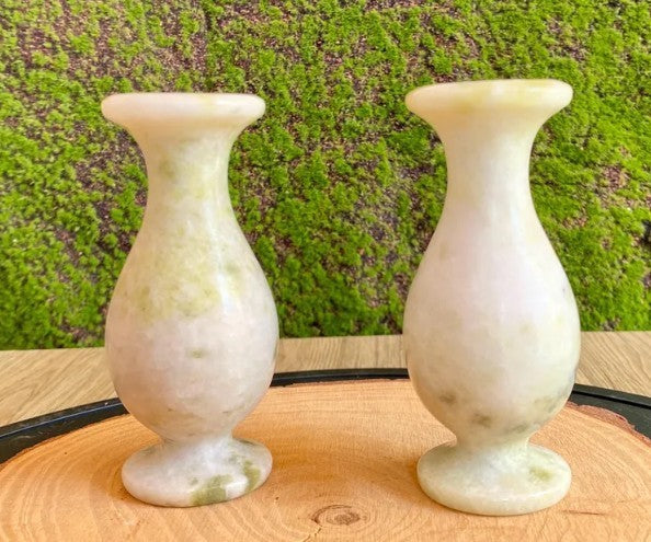 Handmade Lantian Jade Vase – Polished Green Stone Flower Vase Harmony • Calm