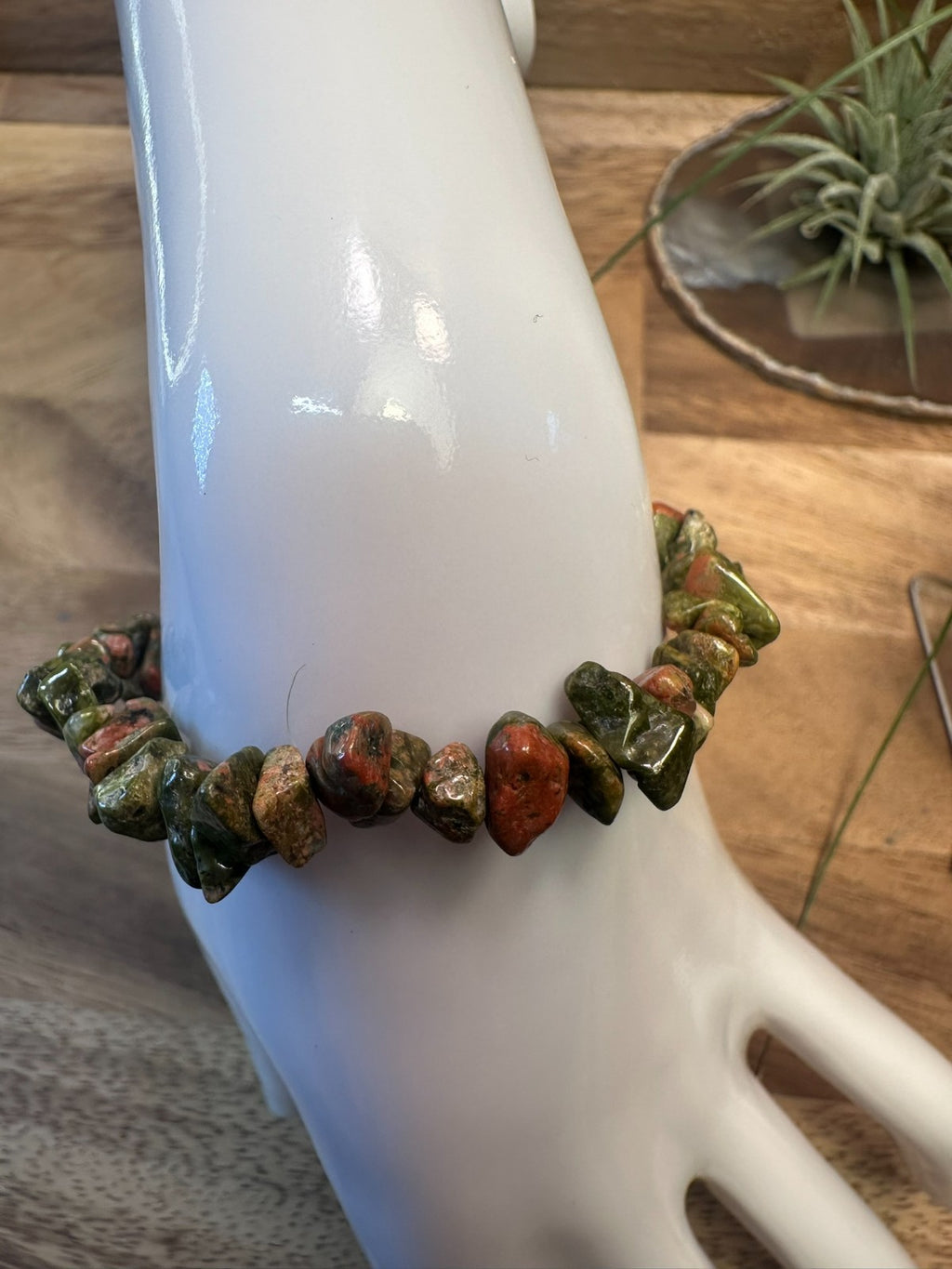 Unakite Chip Bracelet – Elastic ~ Emotional Balance • Growth • Grounding