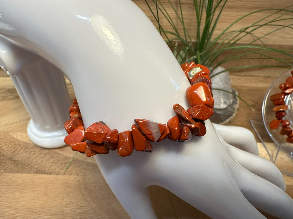 Red Jasper Crystal Chip Bracelet – Elastic ~ Strength • Stability • Grounding