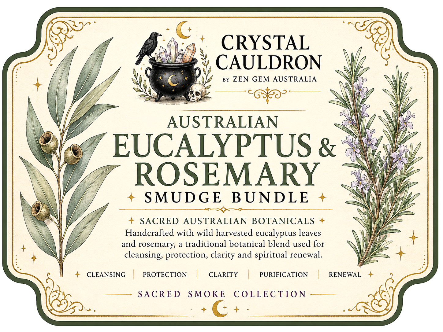 Australian Eucalyptus Rosemary Smudge Bundle Cleansing Protection Spiritual Herb