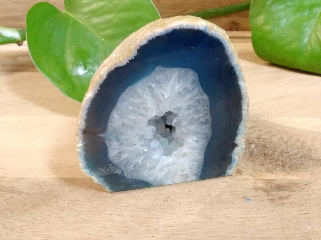 Blue Agate Geode Freeform ~Druzy Crystal Cave polished face ~ 162g 55mm x 50mm