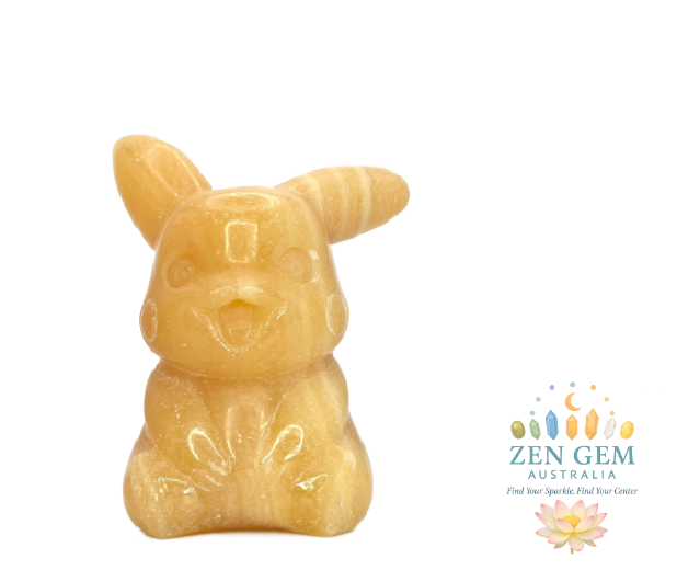 Orange Calcite Pikachu Carving – 5.5cm Crystal Figurine Joy • Confidence
