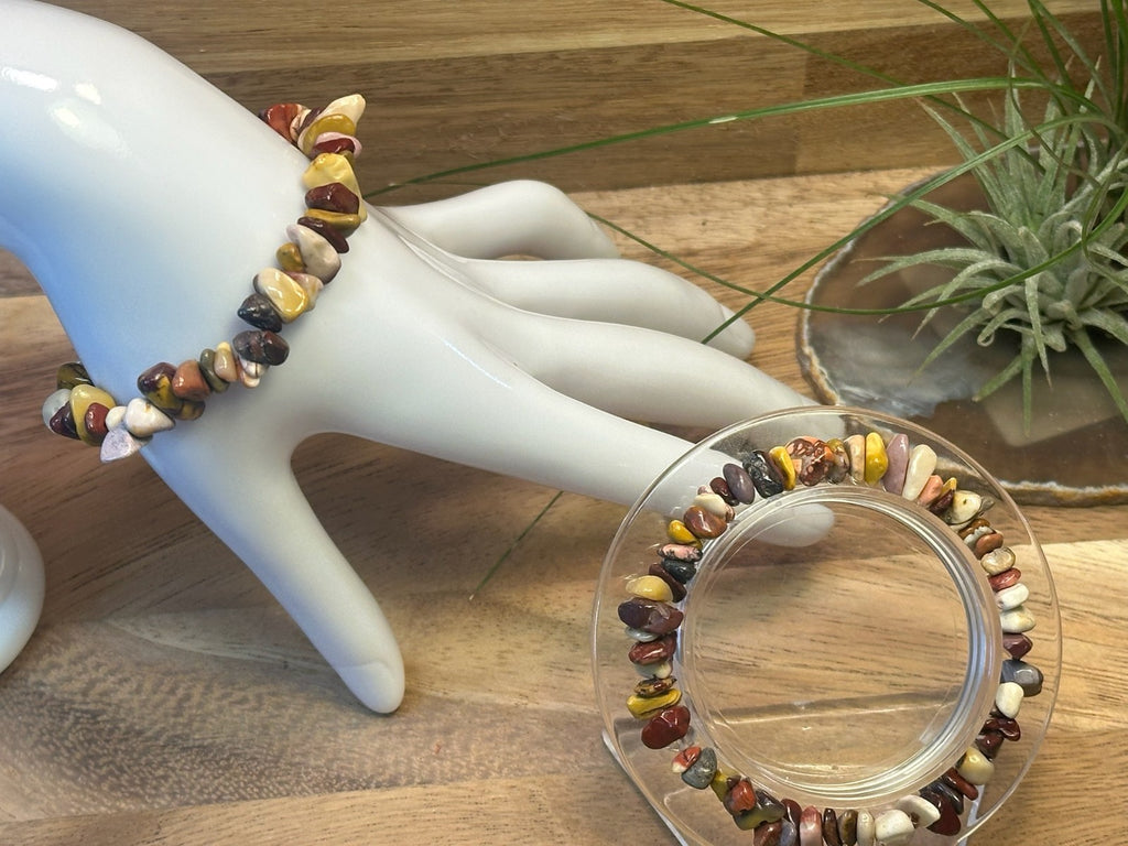 Mookaite Crystal Chip Bracelet – Elastic ~ Grounding • Balance • Earth Energy