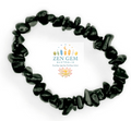 Black Obsidian Crystal Chip Bracelet – Elastic Stretch Protection • Grounding