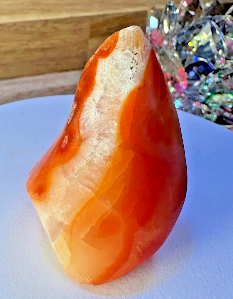 Carnelian Flame 55mm 75g Druzy Crystal Orange Polished Healing Stone