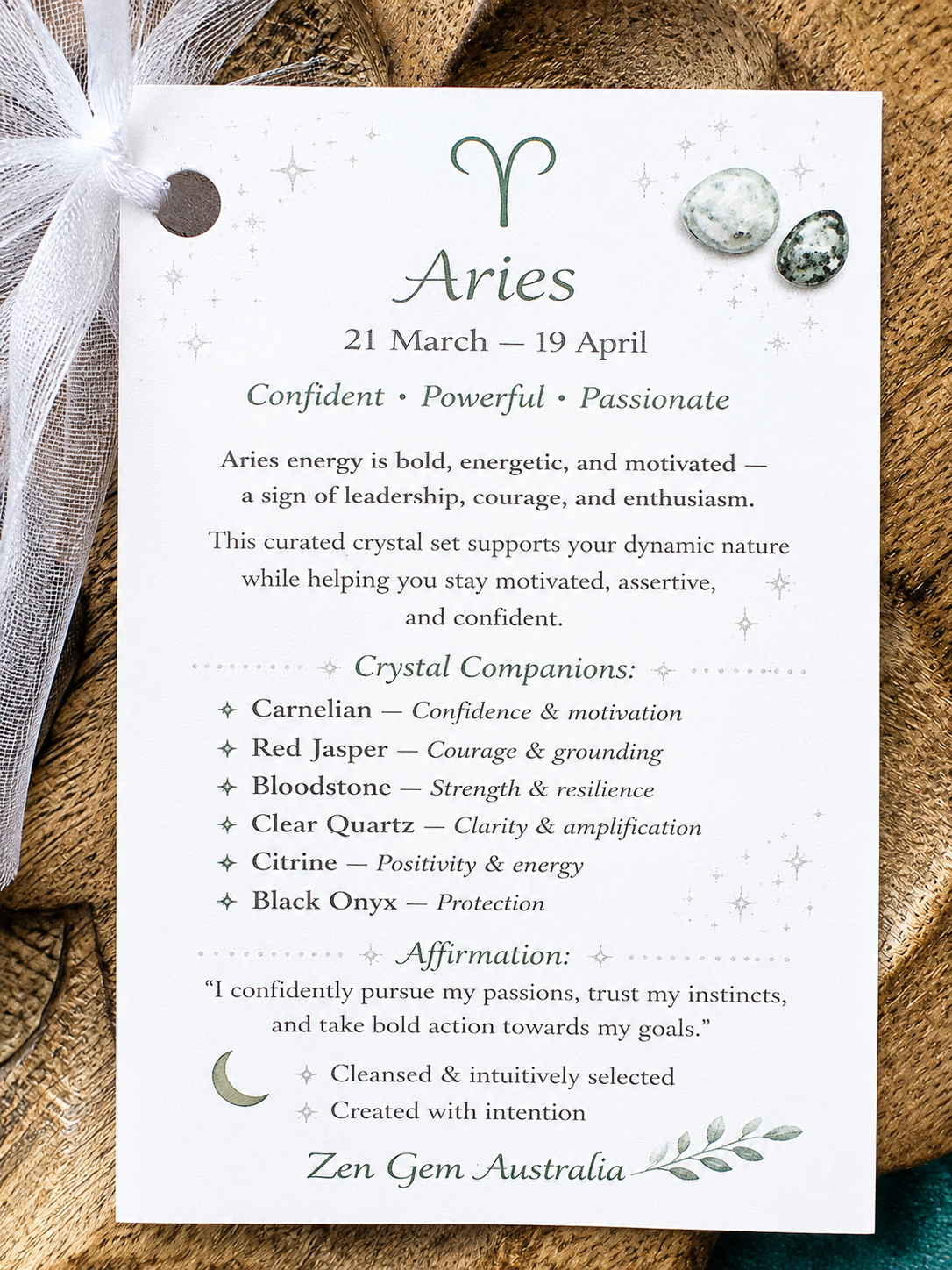 Aries Zodiac Crystal Kit ~ Astrology Gift Set ~ Healing Crystals Horoscope
