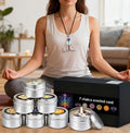 Set of 7 Scented Candles with Natural Crystal Stones And Pendants ~ Soy Wax