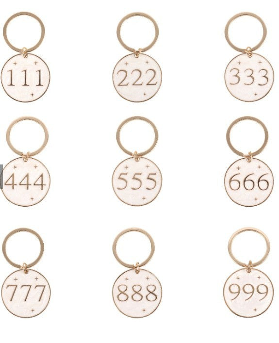 Angel Number Keyrings ~ Metal Charm Key Rings ~ Numerology Protection