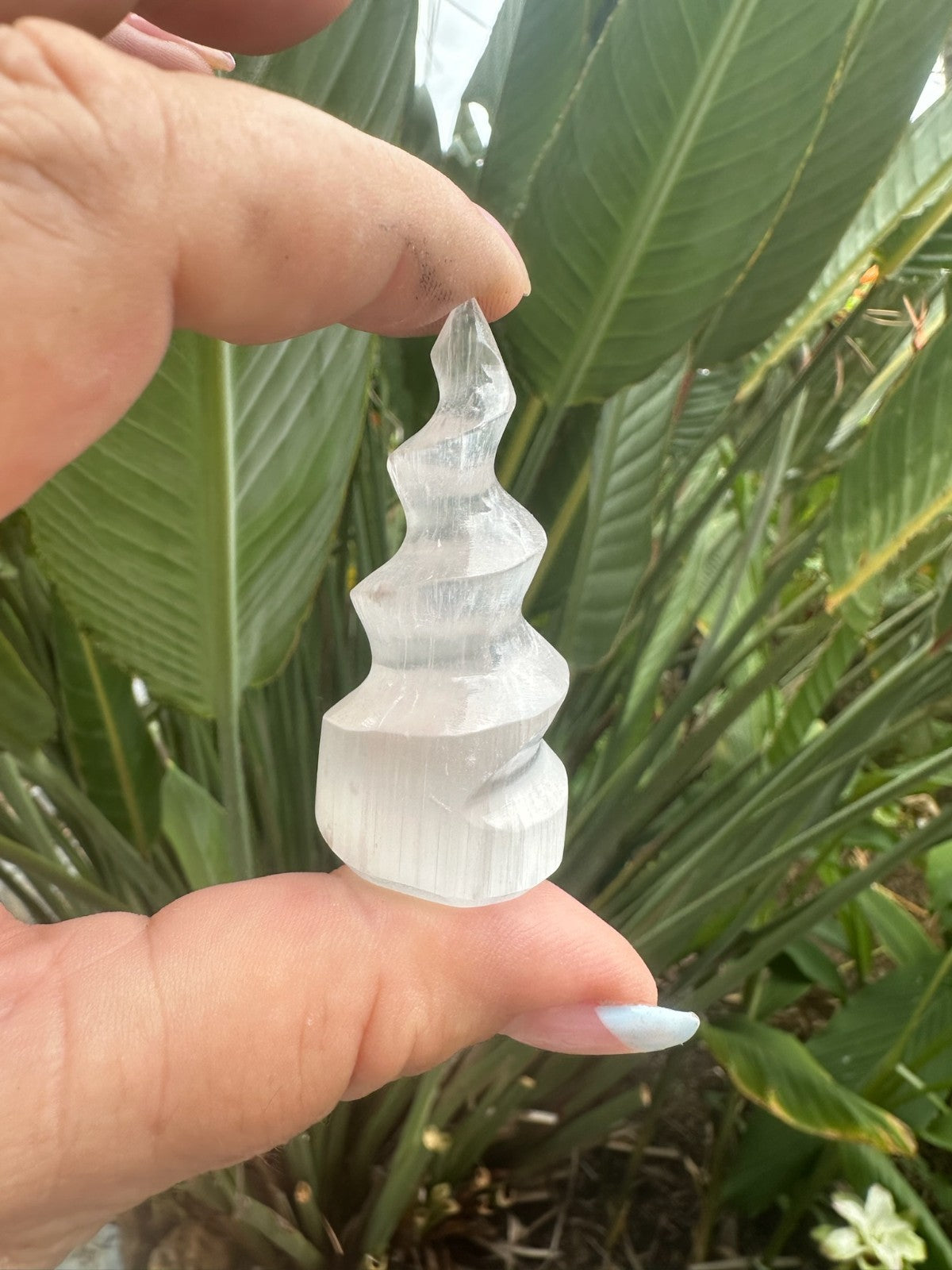 Selenite Spiral Tower ~ 6 cm Small ~ Polished Crystal Cleansing Energy
