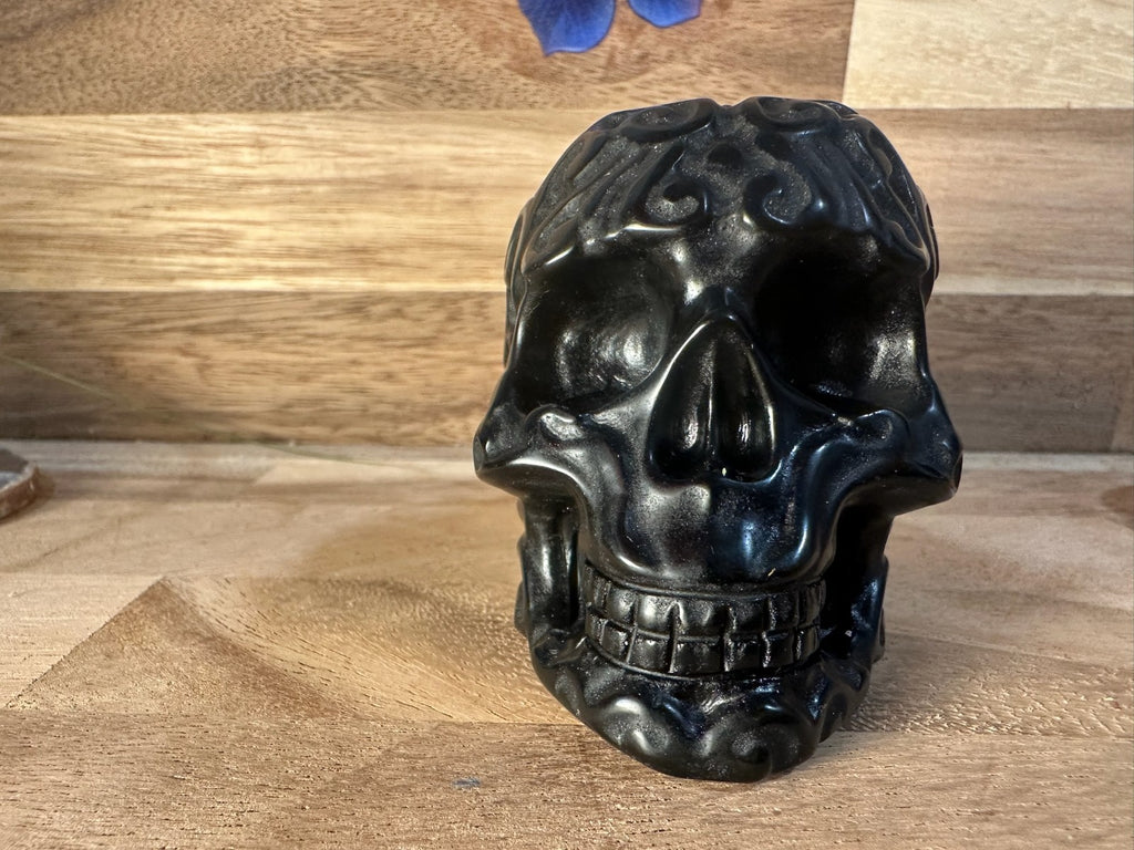 Mexican Lace Agate Skull Carving – 330g Transformation • Strength • Protection •