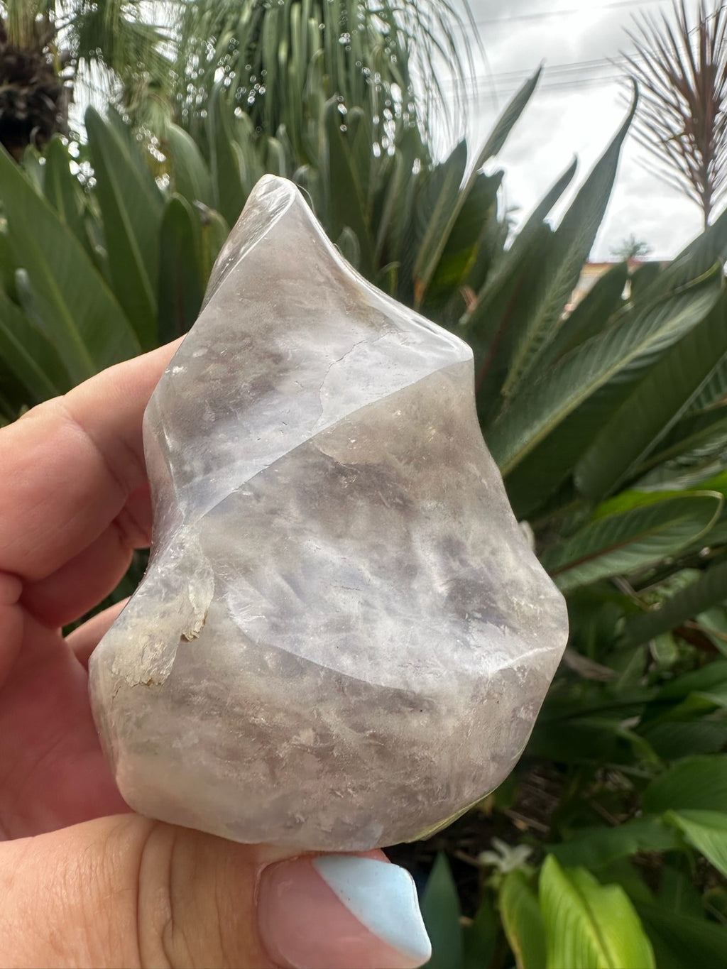 Blue Rose Quartz Flame ~ Crystal Natural Polished Healing Stone Display ~ A