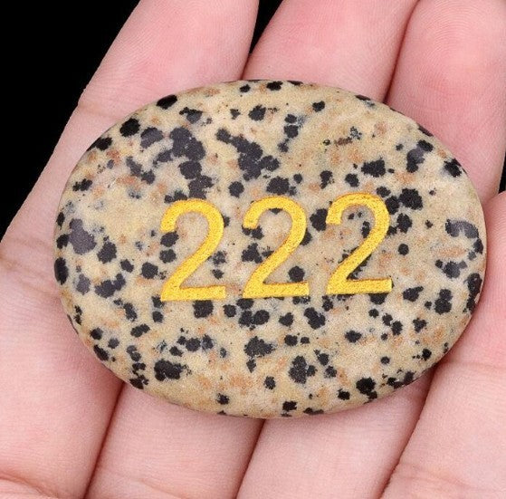 Engraved Angel Numbers Palm Stones ~ Spiritual Guidance Gift for Anxiety Relief
