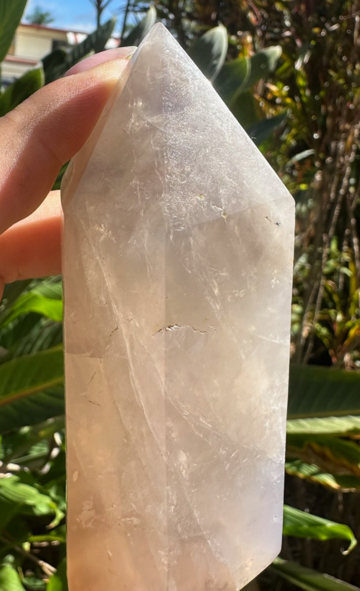 Blue Rose Quartz Tower Generator Crystal Point Healing Stone Natural Polished ~D