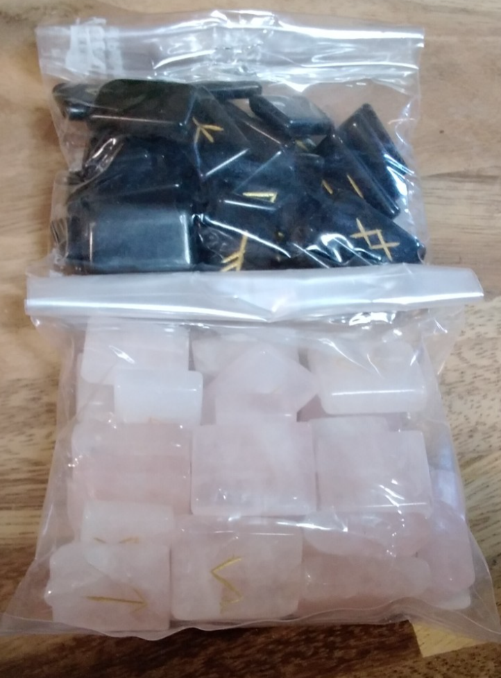 Black Obsidian Rune Stones Set – Engraved Crystal Runes ~Protection • Grounding
