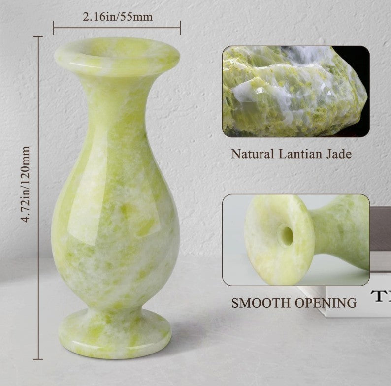 Handmade Lantian Jade Vase – Polished Green Stone Flower Vase Harmony • Calm
