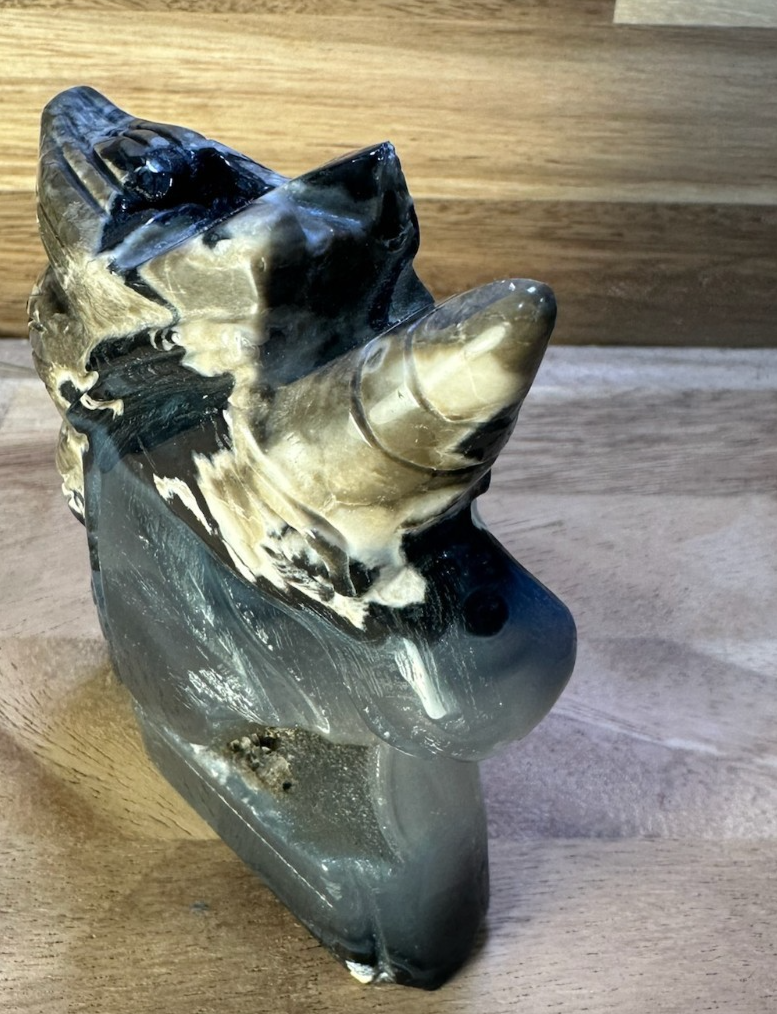 Volcanic Agate Unicorn Carving – Crystal Statue ~ Strength • Transformation 11cm