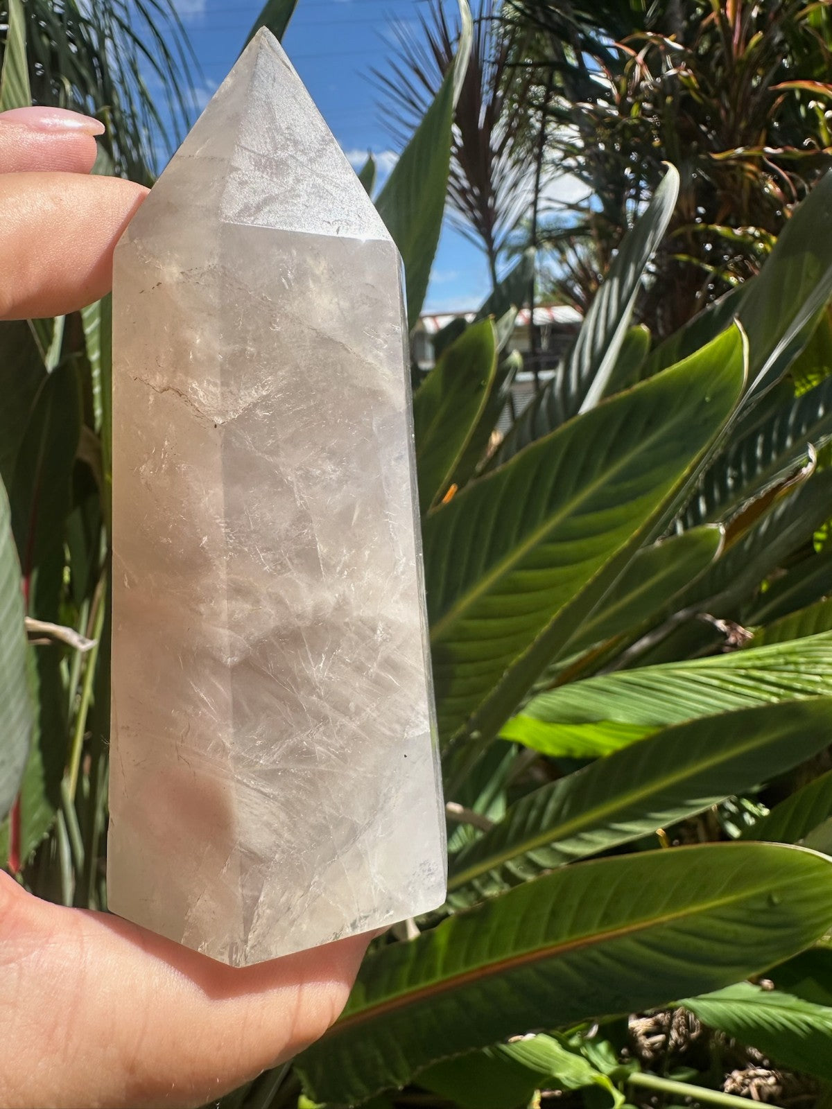 Blue Rose Quartz Tower Generator Crystal Point Healing Stone Natural Polished ~E
