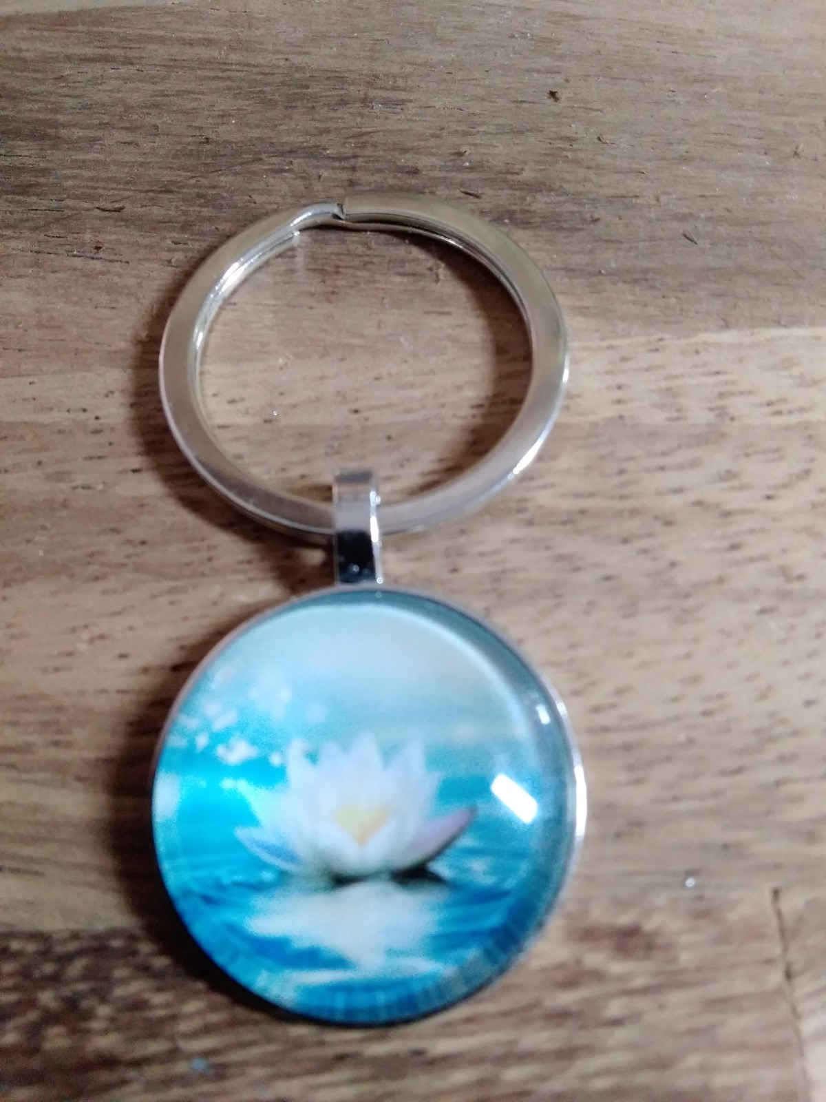 White Lotus ~ Gorgeous ~ Key ring ~ Keychain ~ Spiritual Keyrings – Silver