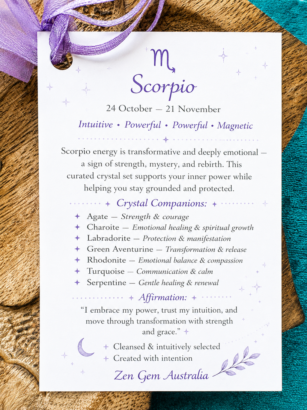 Scorpio Zodiac Crystal Kit ~ Astrology Gift Set ~ Horoscope Healing Crystals