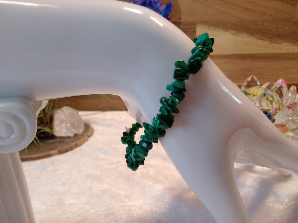 Natural Malachite Crystal Chip Bracelet – Elastic ~ Transformation • Protection