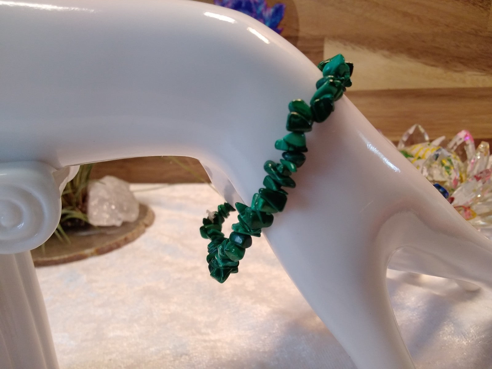 Natural Malachite Crystal Chip Bracelet – Elastic ~ Transformation • Protection