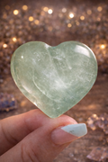 Green Fluorite Heart – 30mm Polished Crystal Clarity • Emotional Balance • Heart
