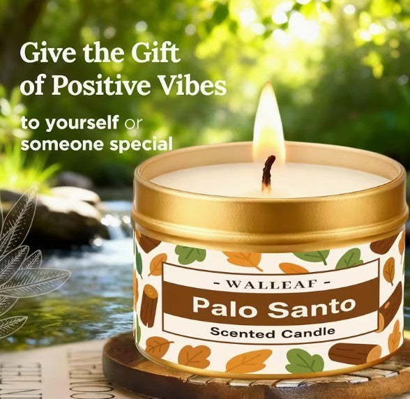 Walleaf Palo Santo Scented Candle ~ Premium Peruvian Sacred Wood~ Purification