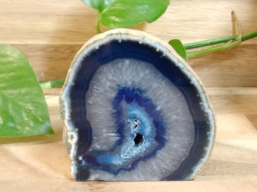 Blue Agate Geode Freeform ~Druzy Crystal Cave polished face ~ 360g 75mm x 70mm