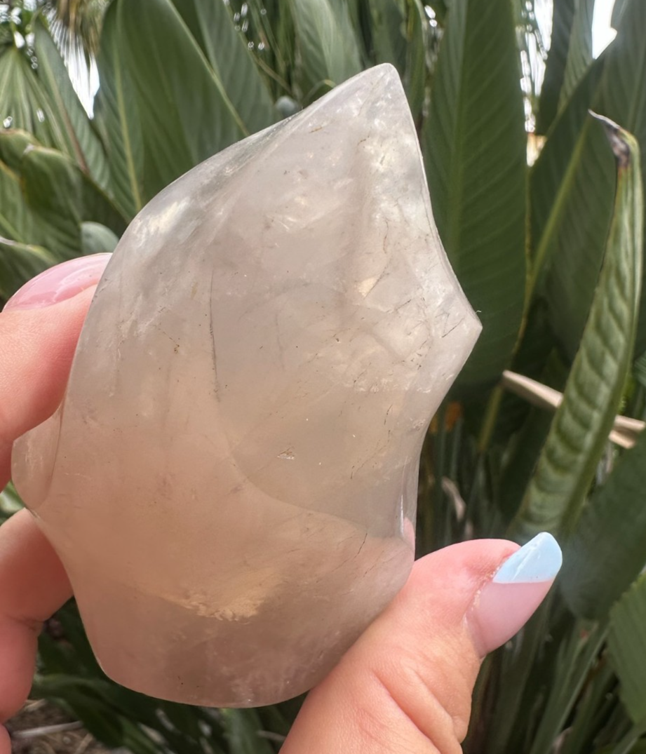Blue Rose Quartz Flame ~ Crystal Natural Polished Healing Stone Display ~ E