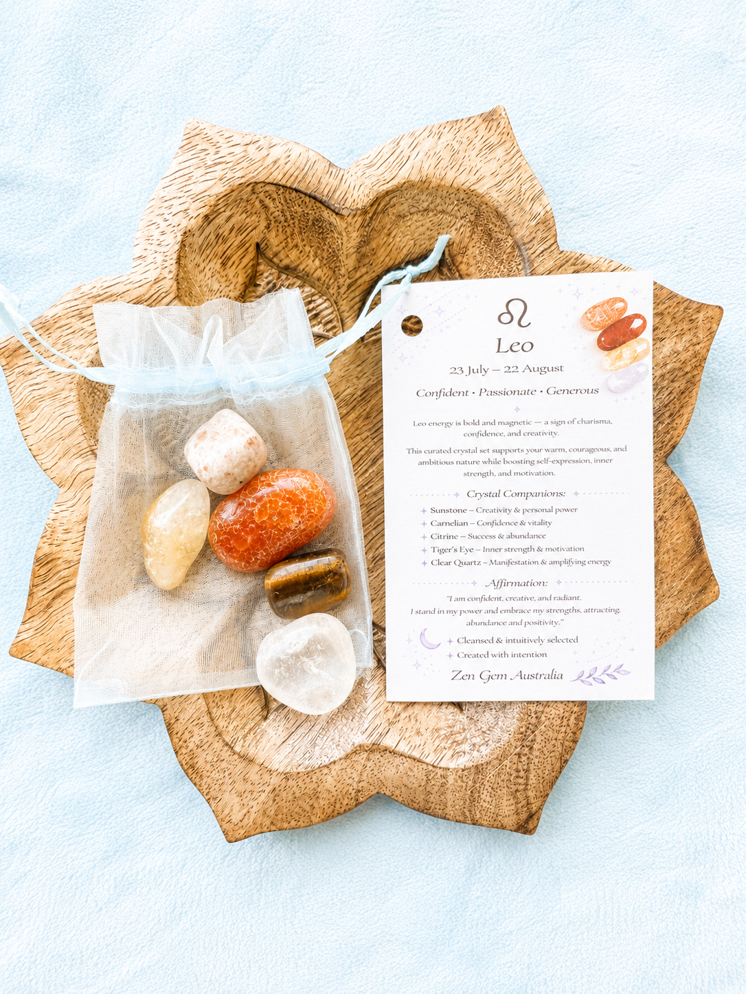Leo Zodiac Crystal Kit ~ Astrology Gift Set ~ Horoscope Healing Crystals